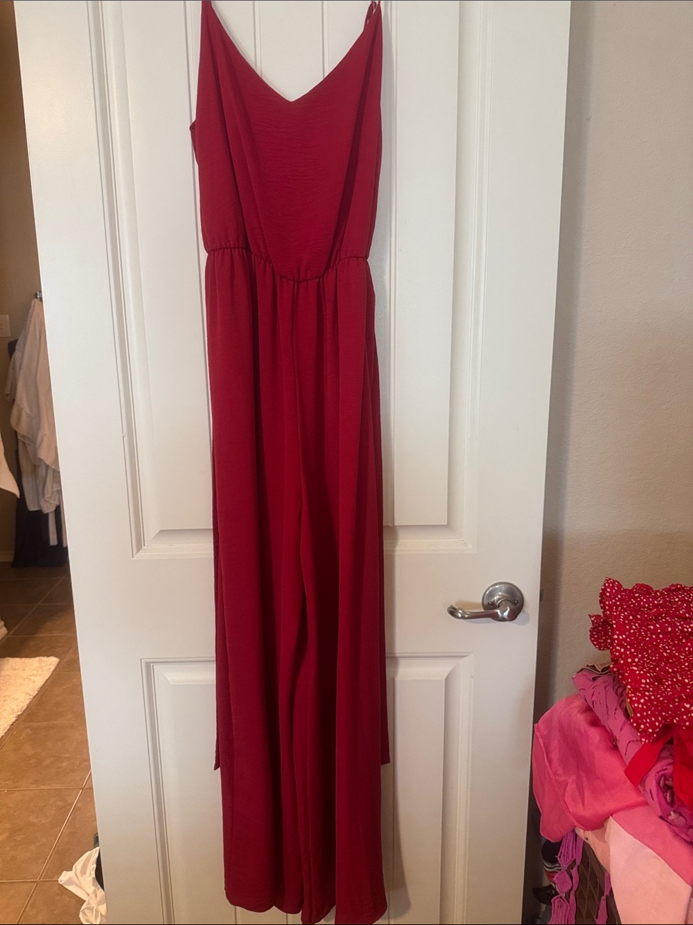 Everly Red Sleeveless V-Neck Jumpsuit